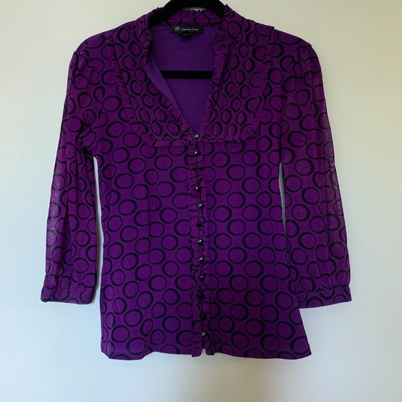 INC Purple Pattern Blous - Picture 2 of 4